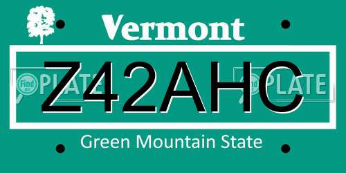 Z42AHC Vermont License Plate