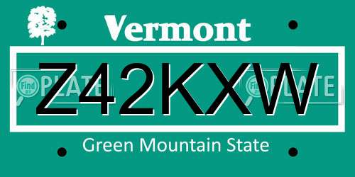 Z42KXW Vermont License Plate