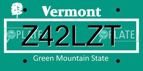 Z42LZT Vermont License Plate