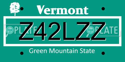 Z42LZZ Vermont License Plate