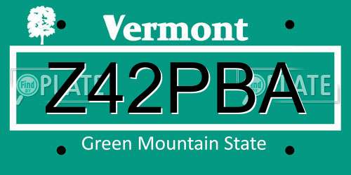 Z42PBA Vermont License Plate