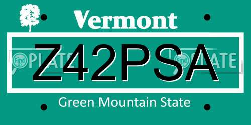 Z42PSA Vermont License Plate