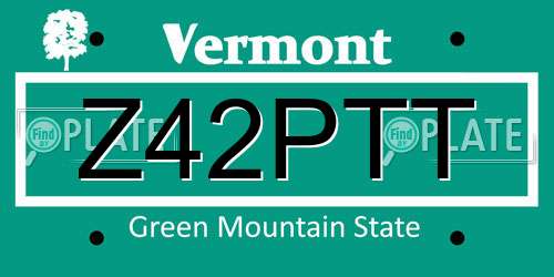 Z42PTT Vermont License Plate