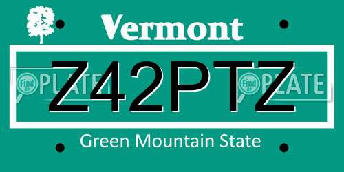 Z42PTZ Vermont License Plate