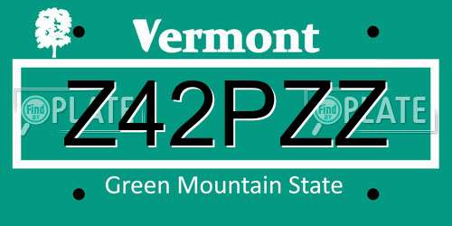 Z42PZZ Vermont License Plate