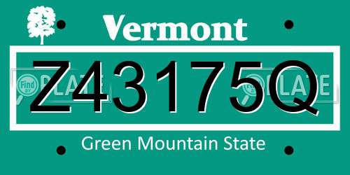 Z43175Q Vermont License Plate