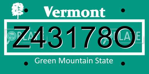Z43178O Vermont License Plate