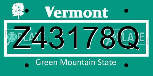 Z43178Q Vermont License Plate