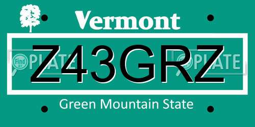 Z43GRZ Vermont License Plate