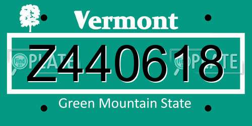 Z440618 Vermont License Plate