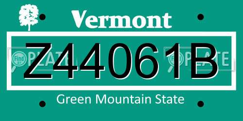 Z44061B Vermont License Plate