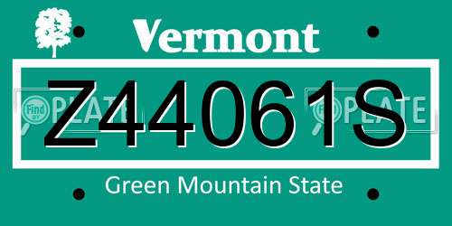 Z44061S Vermont License Plate