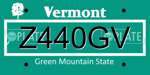 Z440GV Vermont License Plate