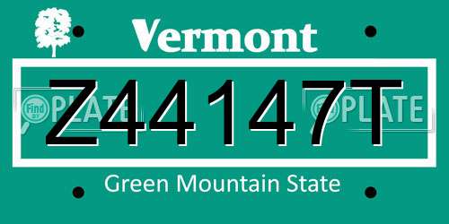 Z44147T Vermont License Plate