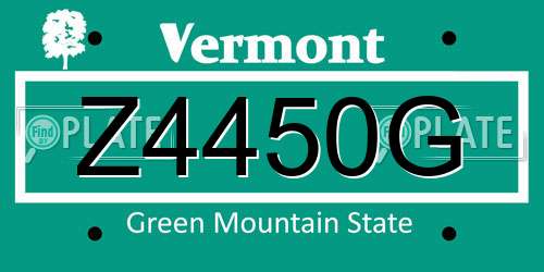 Z4450G Vermont License Plate