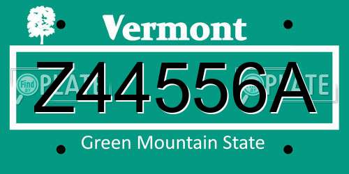 Z44556A Vermont License Plate