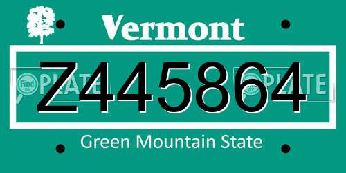 Z445864 Vermont License Plate