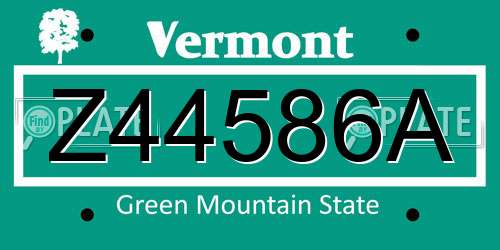 Z44586A Vermont License Plate