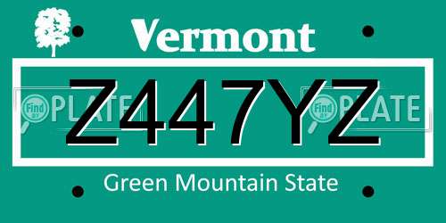 Z447YZ Vermont License Plate