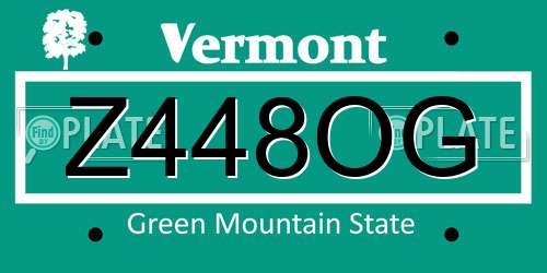 Z448OG Vermont License Plate