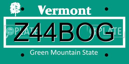 Z44BOG Vermont License Plate