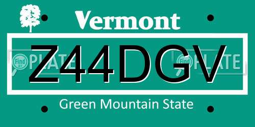 Z44DGV Vermont License Plate