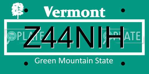 Z44NIH Vermont License Plate