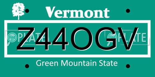 Z44OGV Vermont License Plate