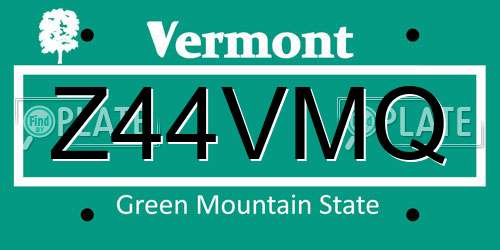 Z44VMQ Vermont License Plate