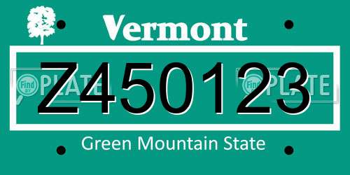 Z450123 Vermont License Plate