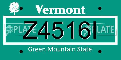 Z4516I Vermont License Plate
