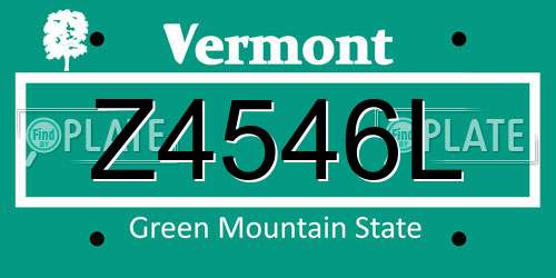 Z4546L Vermont License Plate