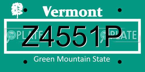 Z4551P Vermont License Plate