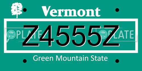 Z4555Z Vermont License Plate