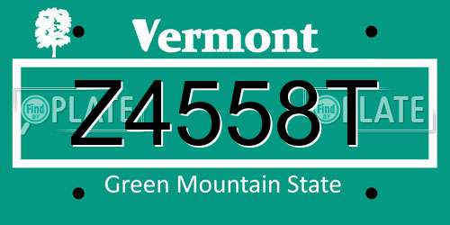 Z4558T Vermont License Plate