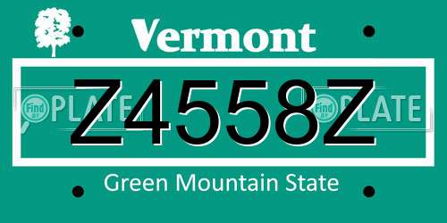 Z4558Z Vermont License Plate