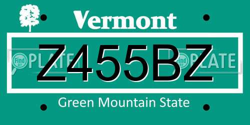 Z455BZ Vermont License Plate