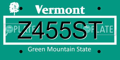 Z455ST Vermont License Plate