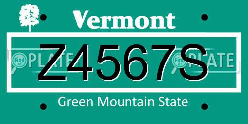 Z4567S Vermont License Plate