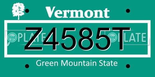 Z4585T Vermont License Plate