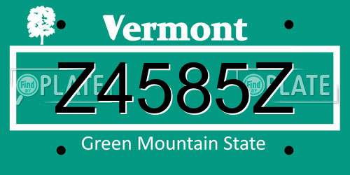 Z4585Z Vermont License Plate