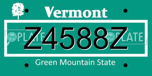 Z4588Z Vermont License Plate