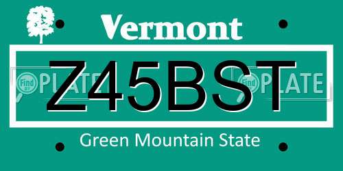 Z45BST Vermont License Plate
