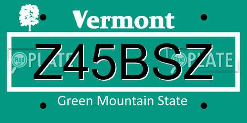 Z45BSZ Vermont License Plate