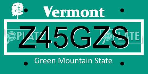 Z45GZS Vermont License Plate