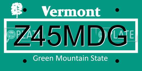 Z45MDG Vermont License Plate