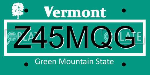 Z45MQG Vermont License Plate