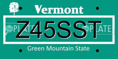 Z45SST Vermont License Plate