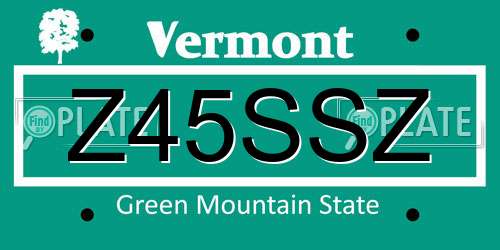 Z45SSZ Vermont License Plate