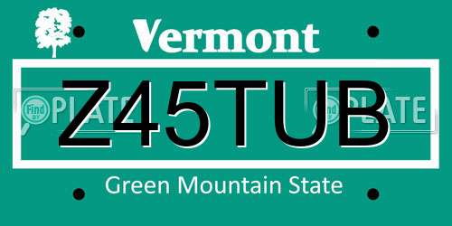 Z45TUB Vermont License Plate